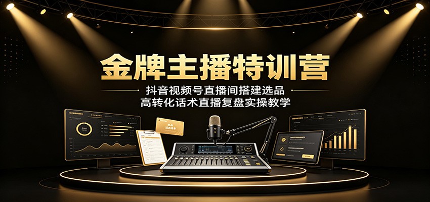 金牌主播特训营：抖音视频号直播间搭建选品，高转化话术直播复盘实操教学-洛柒笔记