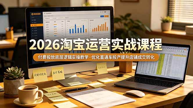 （19075期）2026 淘宝运营实战课程，付费投放底层逻辑实操教学，优化直通车投产提升店铺成交转化-洛柒笔记