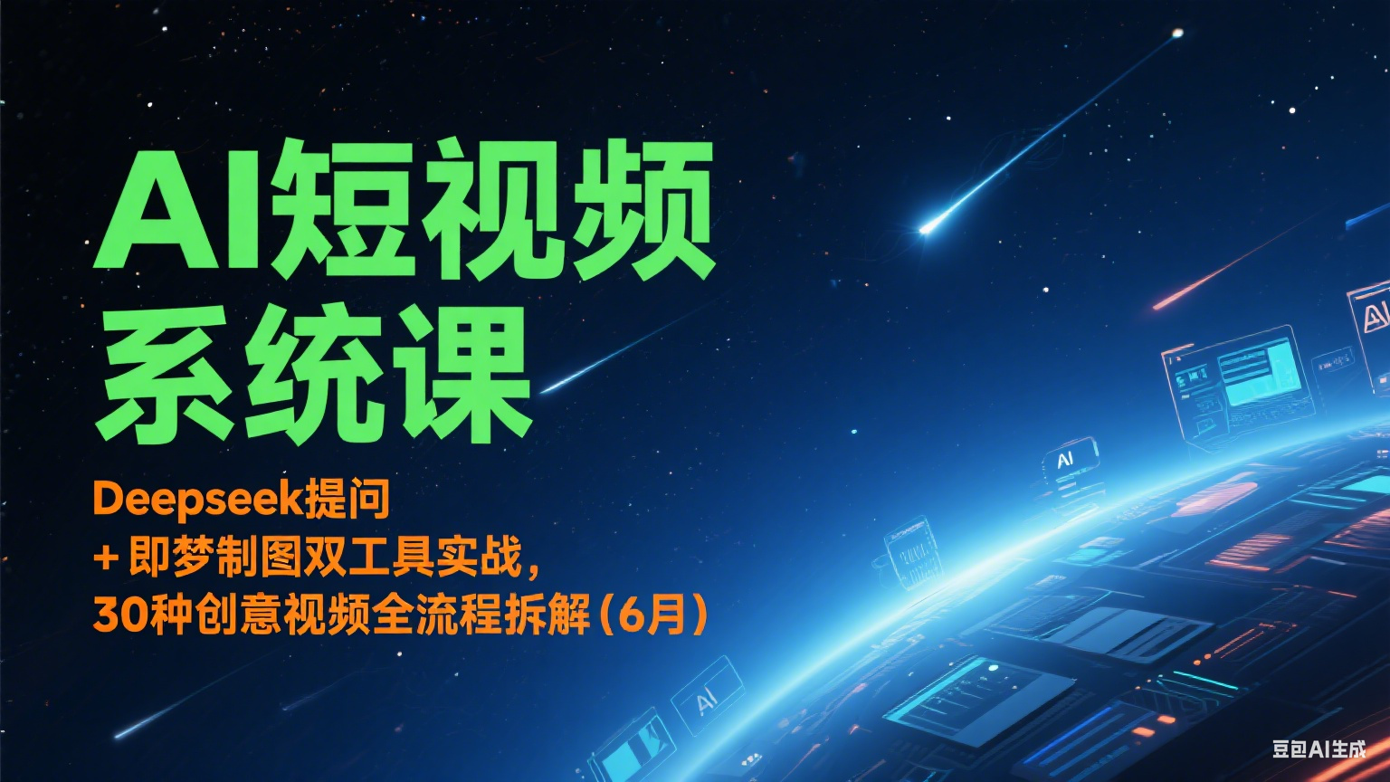 AI短视频系统课：Deepseek提问 + 即梦制图双工具实战，30种创意视频全流程拆解(6月)-洛柒笔记