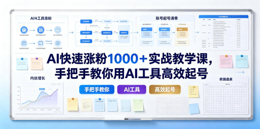 AI快速涨粉1000＋实战教学课，手把手教你用AI工具高效起号-洛柒笔记