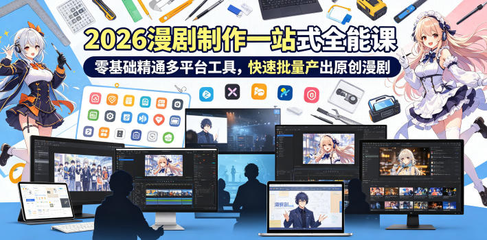 2026 AI漫剧制作一站式全能课，零基础精通多平台工具，快速批量产出原创漫剧-洛柒笔记