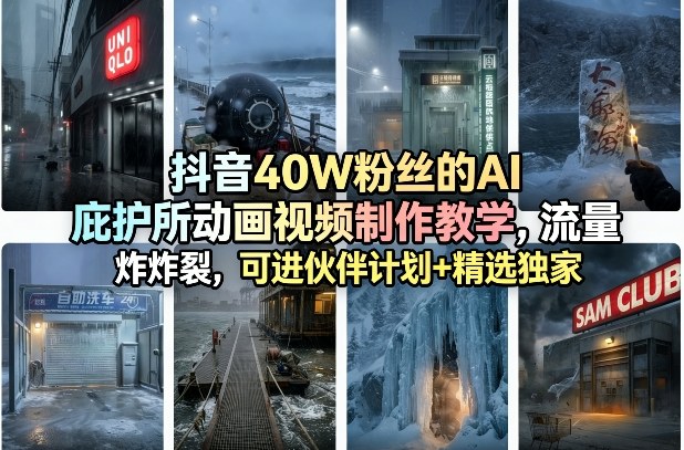 抖音40W粉丝的AI庇护所动画视频制作教学，流量炸裂，可进伙伴计划+精选独家-洛柒笔记