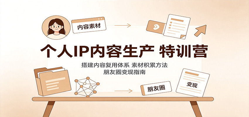 个人IP内容生产特训营：搭建内容复用体系，素材积累方法，朋友圈变现指南-洛柒笔记
