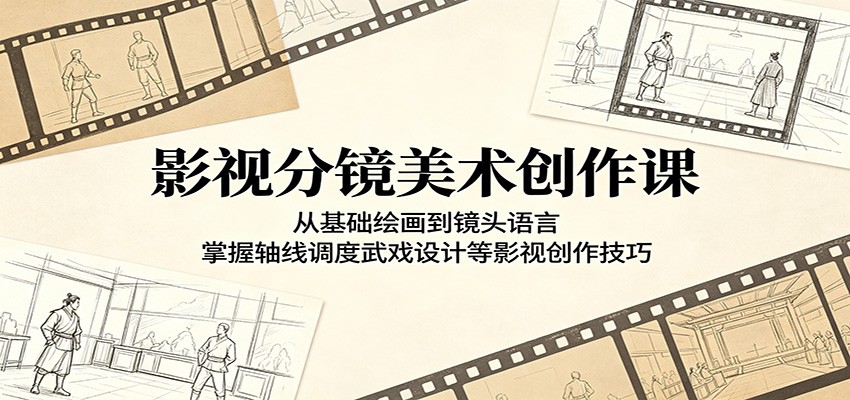 影视分镜美术创作课：从基础绘画到镜头语言，掌握轴线调度武戏设计等影视创作技巧-洛柒笔记