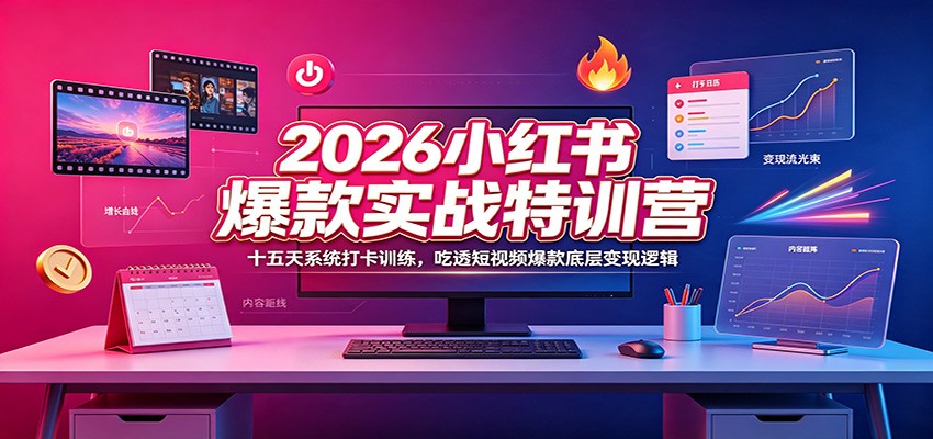 2026小红书爆款实战特训营：十五天系统打卡训练，吃透短视频爆款底层变现逻辑-洛柒笔记