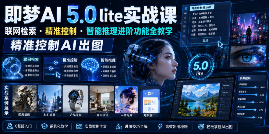 即梦AI 5.0 lite实战课，联网检索・精准控制・智能推理进阶功能全教学，精准控制AI出图-洛柒笔记