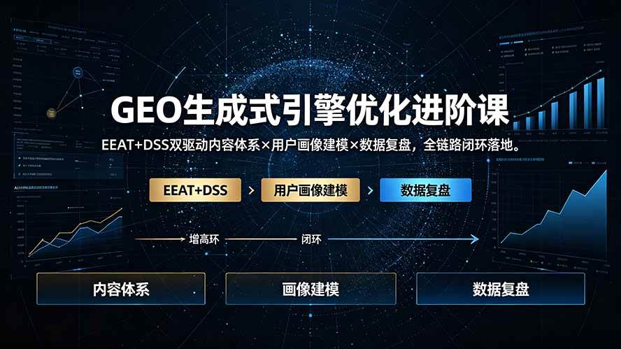 （19269期）GEO生成式引擎优化进阶课：EEAT+DSS双驱动内容体系×用户画像建模×数据复盘，全链路闭环落地-洛柒笔记