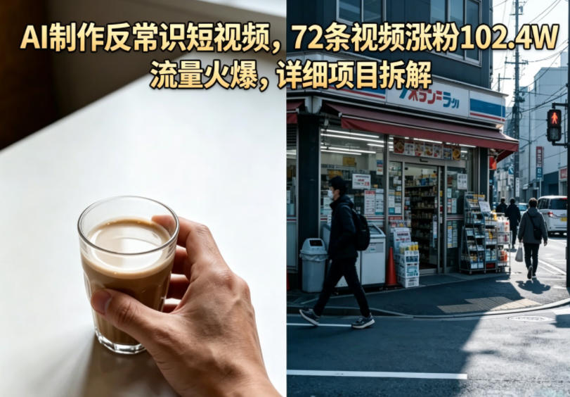 AI制作反常识短视频，72条视频涨粉102.4W，流量火爆，详细项目拆解-洛柒笔记