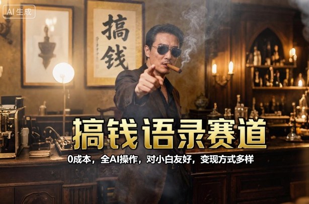 搞钱语录赛道，0成本，全AI操作，对小白友好，变现方式多样-洛柒笔记