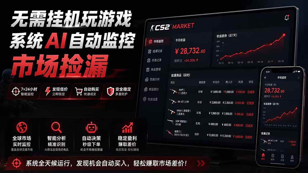 （19555期）系统AI自动监控市场捡漏，不用玩游戏|只需要一部手机|支持任何形式数据验证-洛柒笔记
