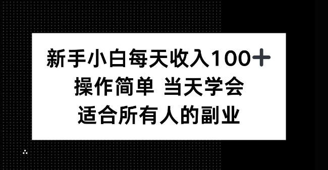 新手小白每天收入100+，操作简单当天学会，适合所有人的副业【揭秘】-洛柒笔记