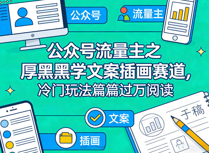 公众号流量主之厚黑学文案插画赛道，冷门玩法篇篇过万阅读-洛柒笔记