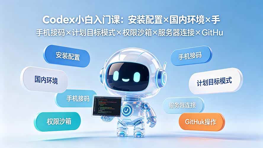 （19402期）Codex小白入门课：安装配置×国内环境×手机接码×计划目标模式×权限沙箱×服务器连接×GitHub操作-洛柒笔记