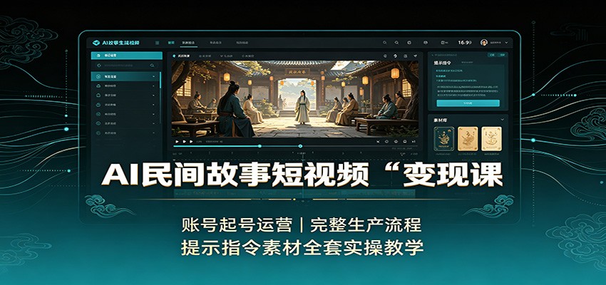 AI民间故事短视频变现课：账号起号运营，完整生产流程，提示指令素材全套实操教学-洛柒笔记