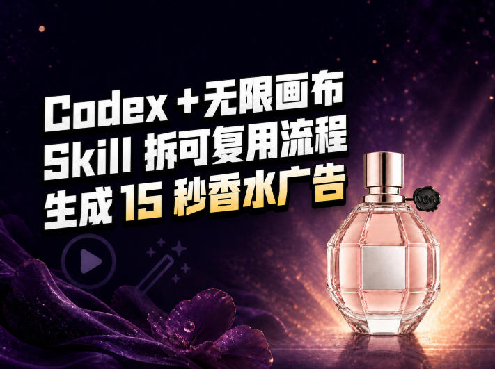 我把Amazon香水视频拆成Codex Skill：无限画布负责最后15秒-洛柒笔记