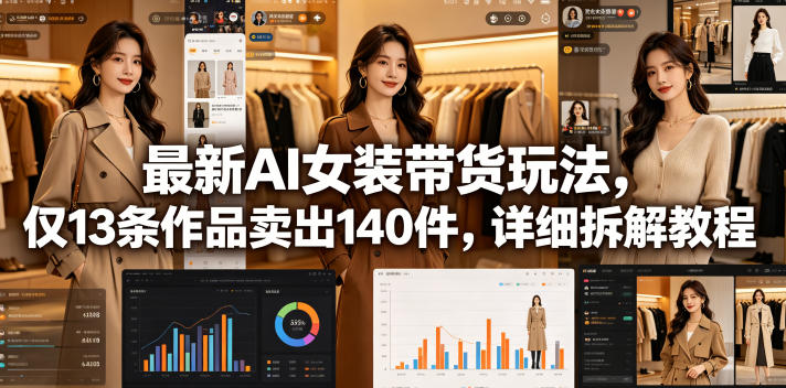 最新AI女装带货玩法，仅13条作品卖出140件，详细拆解教程-洛柒笔记