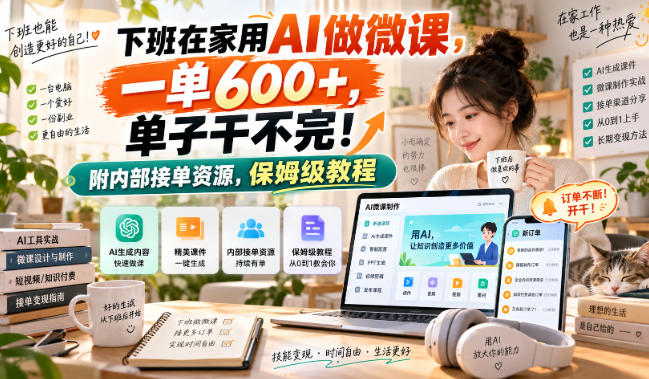 下班在家用AI做微课，一单600+，单子干不完！附内部接单资源，保姆级教程【揭秘】-洛柒笔记