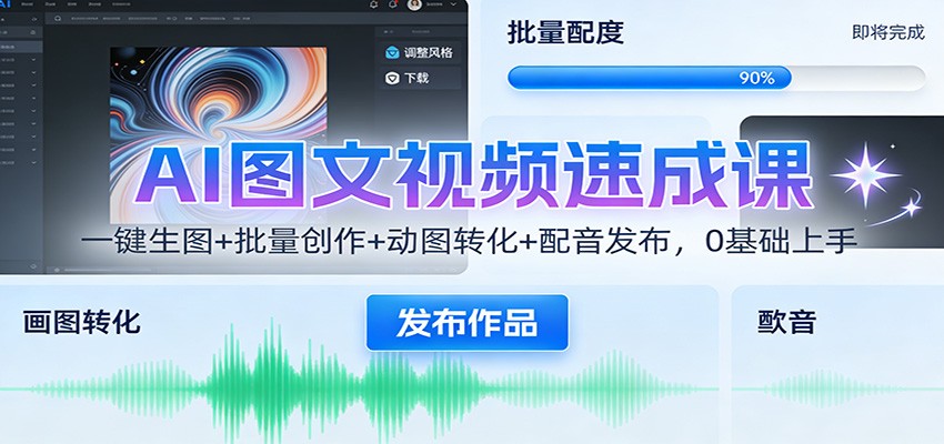 AI图文视频速成课：一键生图+批量创作+动图转化+配音发布，0基础上手-洛柒笔记