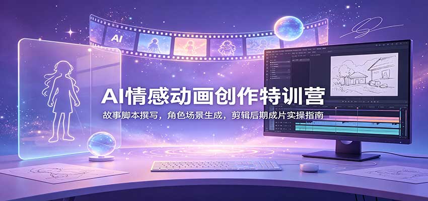 AI情感动画创作特训营：故事脚本撰写，角色场景生成，剪辑后期成片实操指南-洛柒笔记