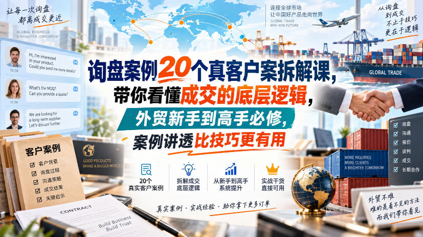 询盘案例20个真客户案拆解课，带你看懂成交的底层逻辑，外贸新手到高手必修，案例讲透比技巧更有用-洛柒笔记