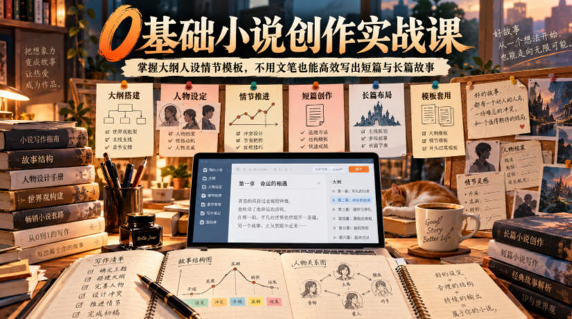 0基础小说创作实战课｜掌握大纲人设情节模板，不用文笔也能高效写出短篇与长篇故事-洛柒笔记