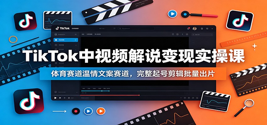 TikTok中视频解说变现实操课：体育赛道温情文案赛道，完整起号剪辑批量出片-洛柒笔记