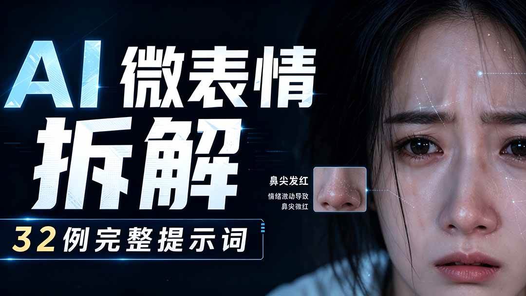 （19629期）AI微表情拆解提示词合集，精准调控AI角色表情，告别塑料感、AI面瘫脸。-洛柒笔记