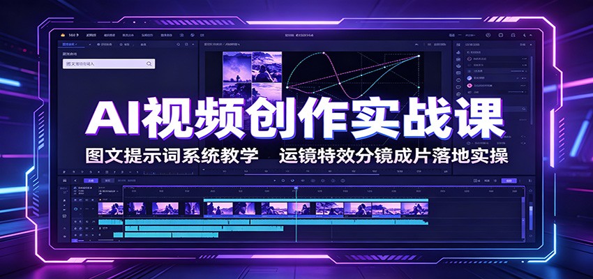 AI视频创作实战课：图文提示词系统教学，运镜特效分镜成片落地实操-洛柒笔记