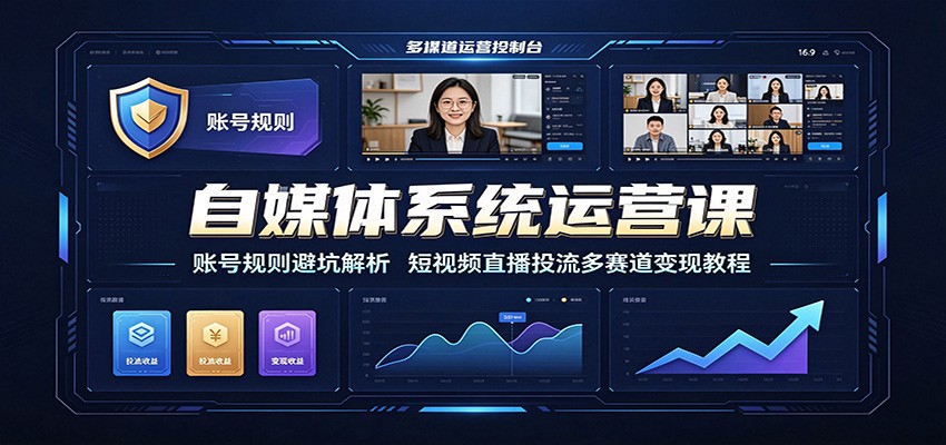 自媒体系统运营课：账号规则避坑解析，短视频直播投流多赛道变现教程-洛柒笔记