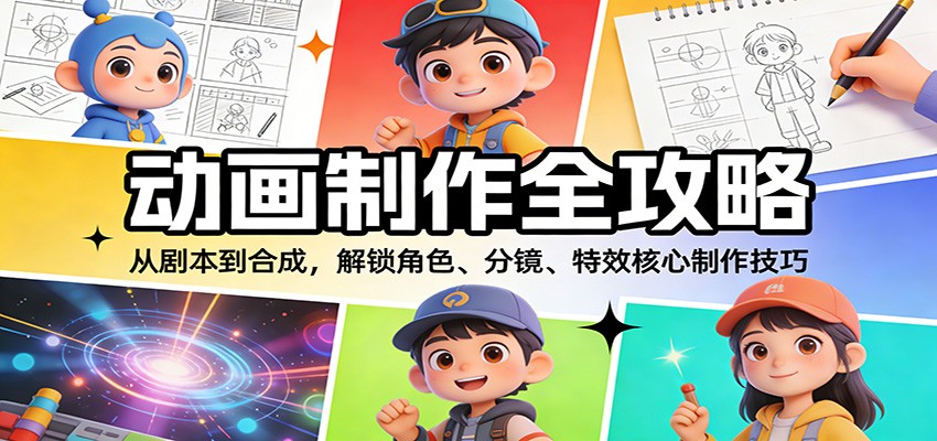 动画制作全攻略：从剧本到合成，解锁角色、分镜、特效核心制作技巧-洛柒笔记