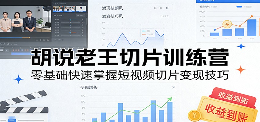 胡说老王切片训练营，零基础快速掌握短视频切片变现技巧-洛柒笔记