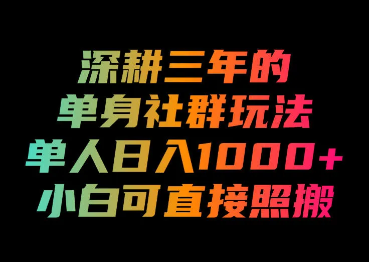 深耕三年的单身社群玩法，单人日入1000+，小白可直接照搬！-洛柒笔记