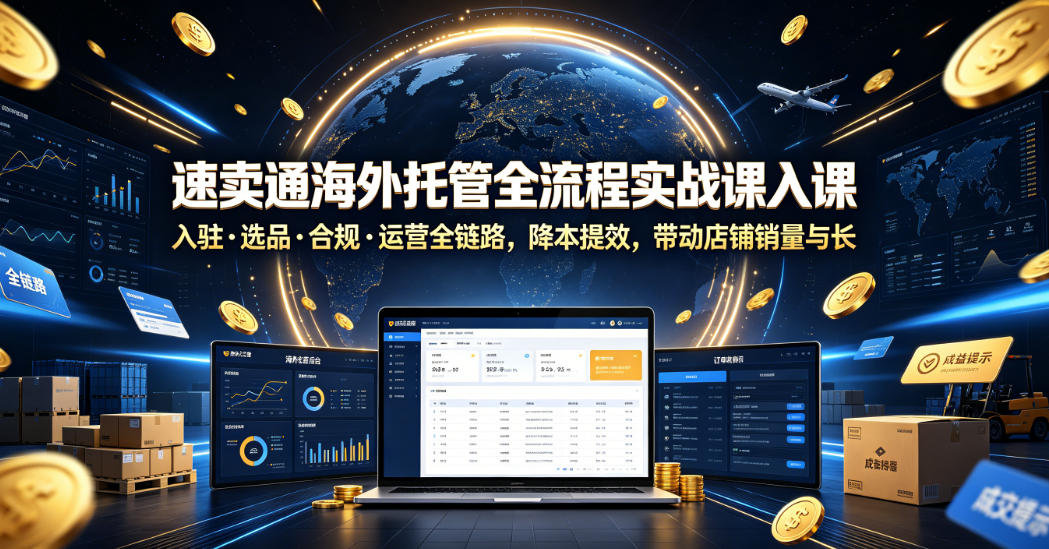速卖通海外托管全流程实战课入驻・选品・合规・运营全链路，降本提效，带动店铺销量与收益增长-洛柒笔记