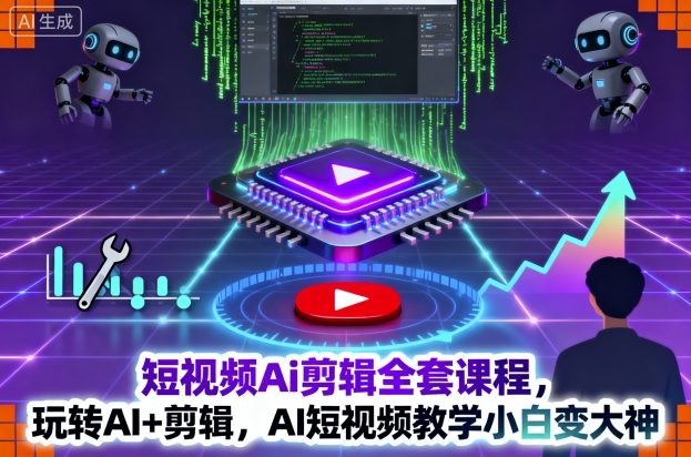 短视频Ai剪辑全套课程，玩转AI+剪辑，AI短视频教学小白变大神-洛柒笔记