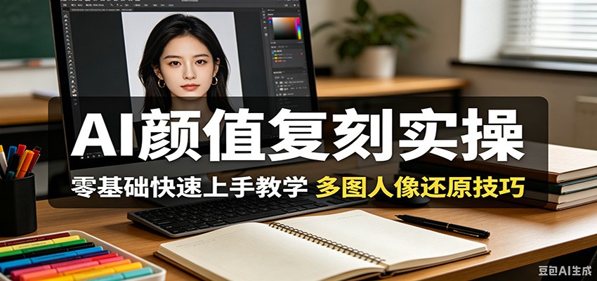 AI颜值复刻实操，零基础快速上手教学，多图人像还原技巧-洛柒笔记