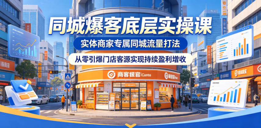 同城爆客底层实操课，实体商家专属同城流量打法，从零引爆门店客源实现持续盈利增收-洛柒笔记