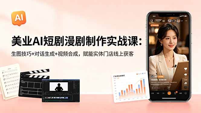 （18536期）美业AI短剧漫剧制作实战课：生图技巧+对话生成+视频合成，赋能实体门店线上获客-洛柒笔记