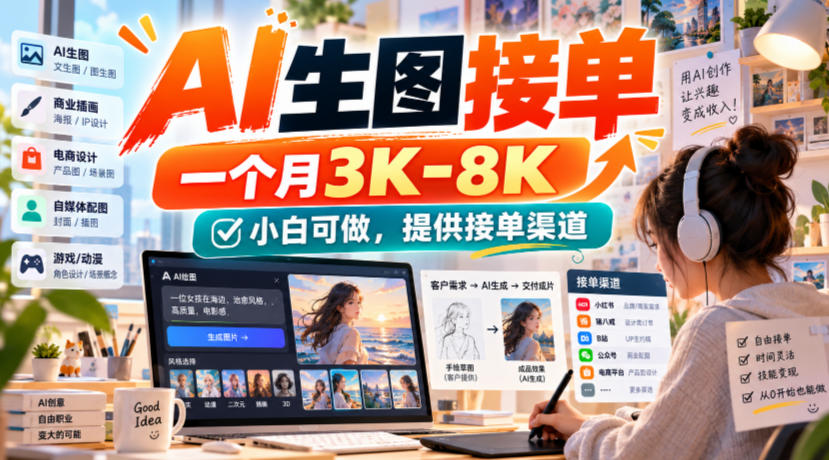 AI生图接单，一个月3K-8K，小白可做，提供接单渠道-洛柒笔记