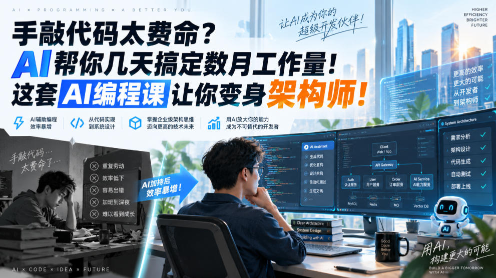手敲代码太费命？AI帮你几天搞定数月工作量！这套AI编程课让你变身架构师！【原创双语字幕】-洛柒笔记