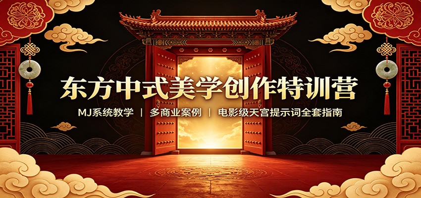 东方中式美学创作特训营：MJ系统教学，多商业案例，电影级天宫提示词全套指南-洛柒笔记