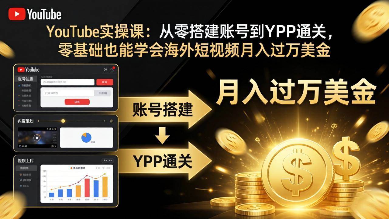 （17897期）YouTube实操课：从零搭建账号到YPP通关，零基础也能学会海外短视频月入过万美金-洛柒笔记
