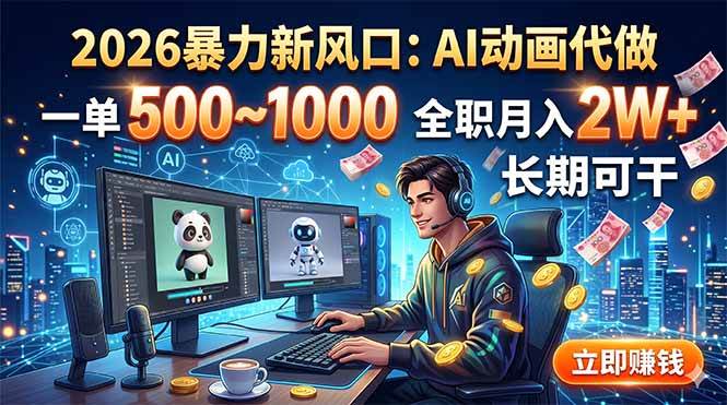 （18993期）2026暴力新风口：AI动画代做，一单500~1000，全职月入2W+，长期可干-洛柒笔记