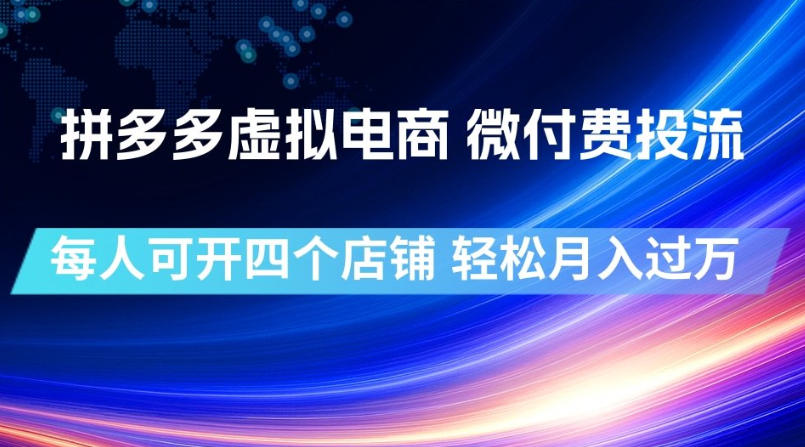 拼多多虚拟电商，微付费投流玩法，每人可开四个店，轻松月入过1W【揭秘】-洛柒笔记
