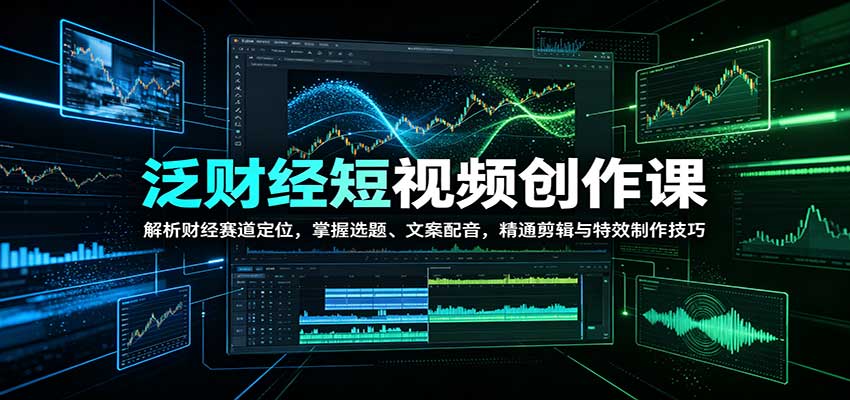 泛财经短视频创作课：解析财经赛道定位，掌握选题、文案配音，精通剪辑与特效制作技巧-洛柒笔记