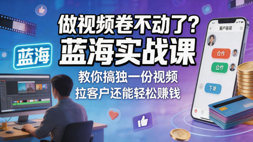 做视频卷不动了？蓝海实战课教你搞独一份视频，拉客户还能轻松賺钱！【原创双语字幕】-洛柒笔记