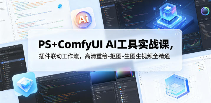PS+ComfyUI AI工具实战课，插件联动工作流，高清重绘-抠图-生图生视频全精通-洛柒笔记