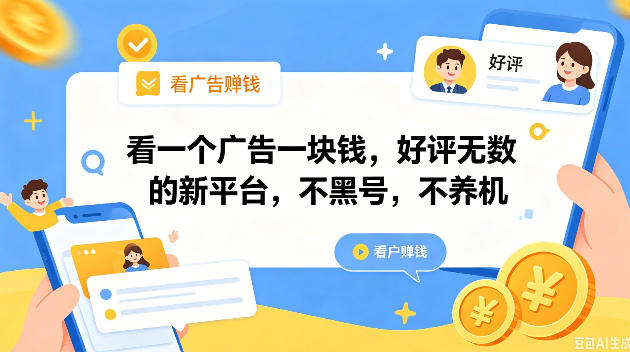 看一个广告一块钱，好评无数的新平台，不黑号，不养机，一撸几十块钱还是不错的【揭秘】-洛柒笔记