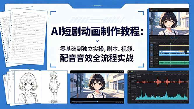 （18351期）AI短剧动画制作教程：零基础到独立实操，剧本、视频、配音音效全流程实战-洛柒笔记