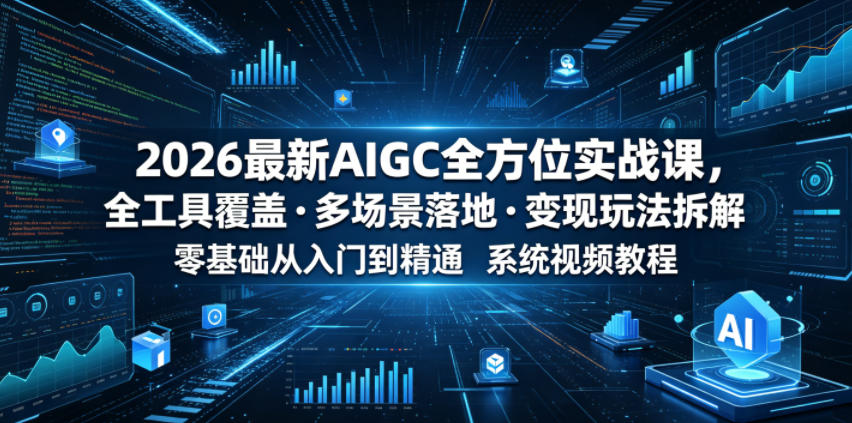 2026最新AIGC全方位实战课，全工具覆盖・多场景落地・变现玩法拆解，零基础从入门到精通系统视频教程-洛柒笔记