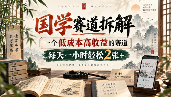 国学赛道拆解，一个低成本高收益的赛道，每天一小时轻松2张+-洛柒笔记